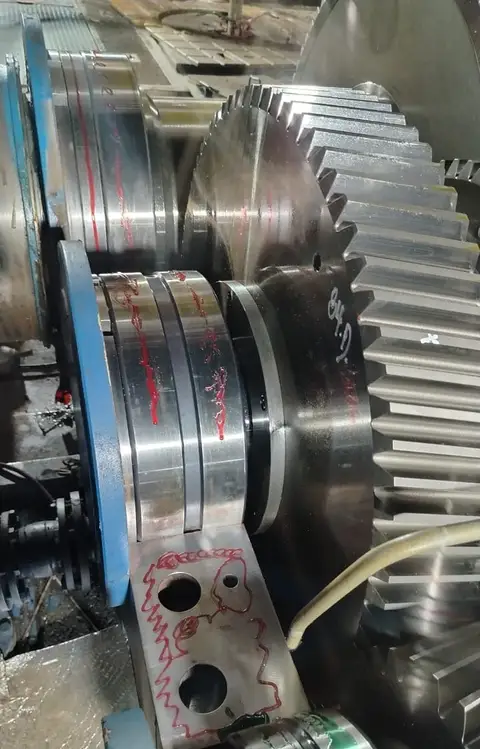 Tren de engranajes con los rodamientos marcados
